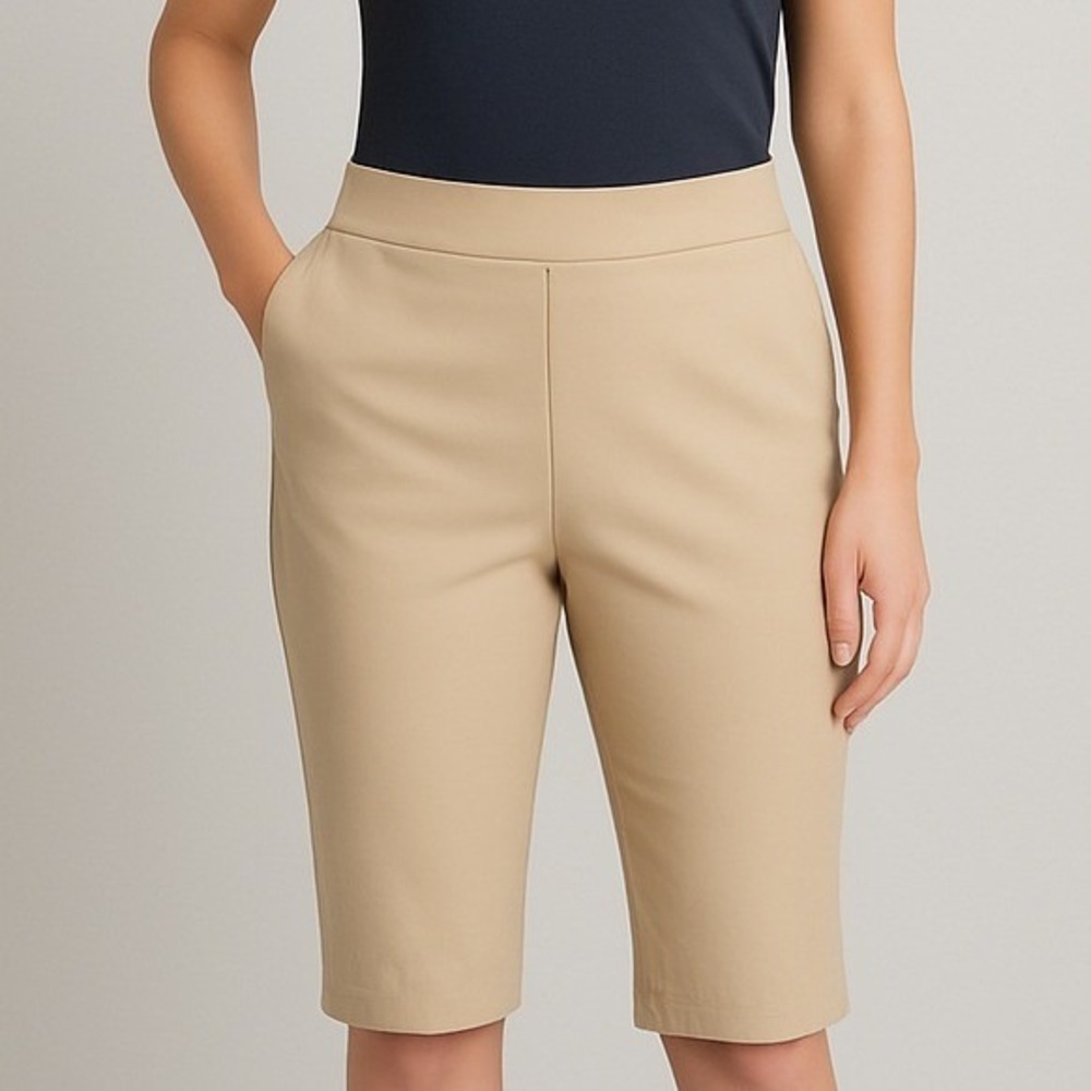 Peck & Peck Womens Size 6 Capri Pants‎ Beige Stretch High Rise Casual